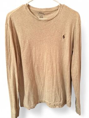 Polo by Ralph Lauren Men's Long Sleeve Tee - Tan with Brown Pony